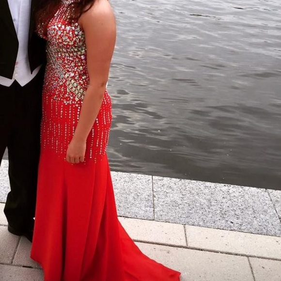 Custom made red prom dress - Picture 2 of 4